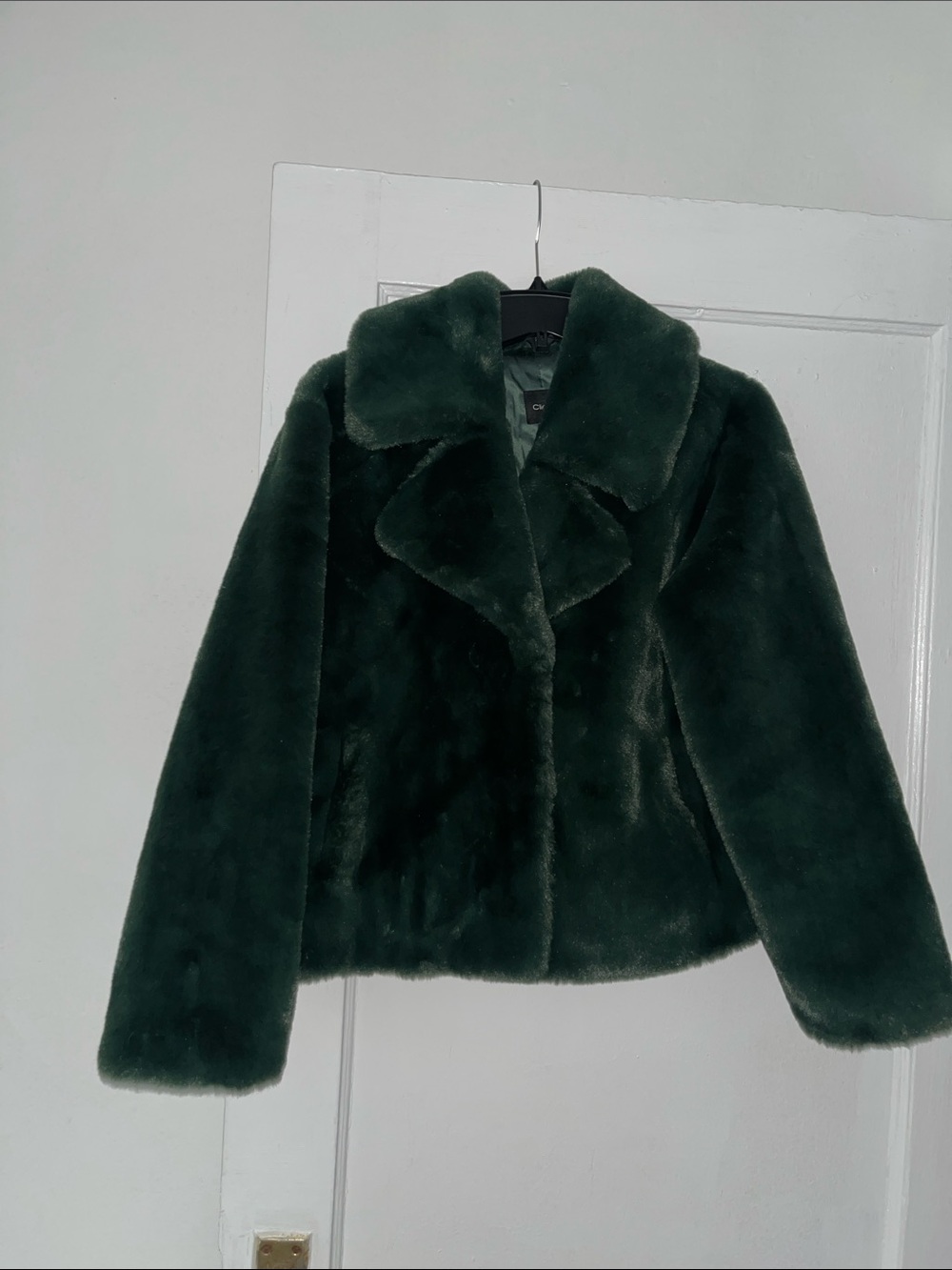 Plush Dark Green Teddy Jacket - Women's Faux Fur Coat